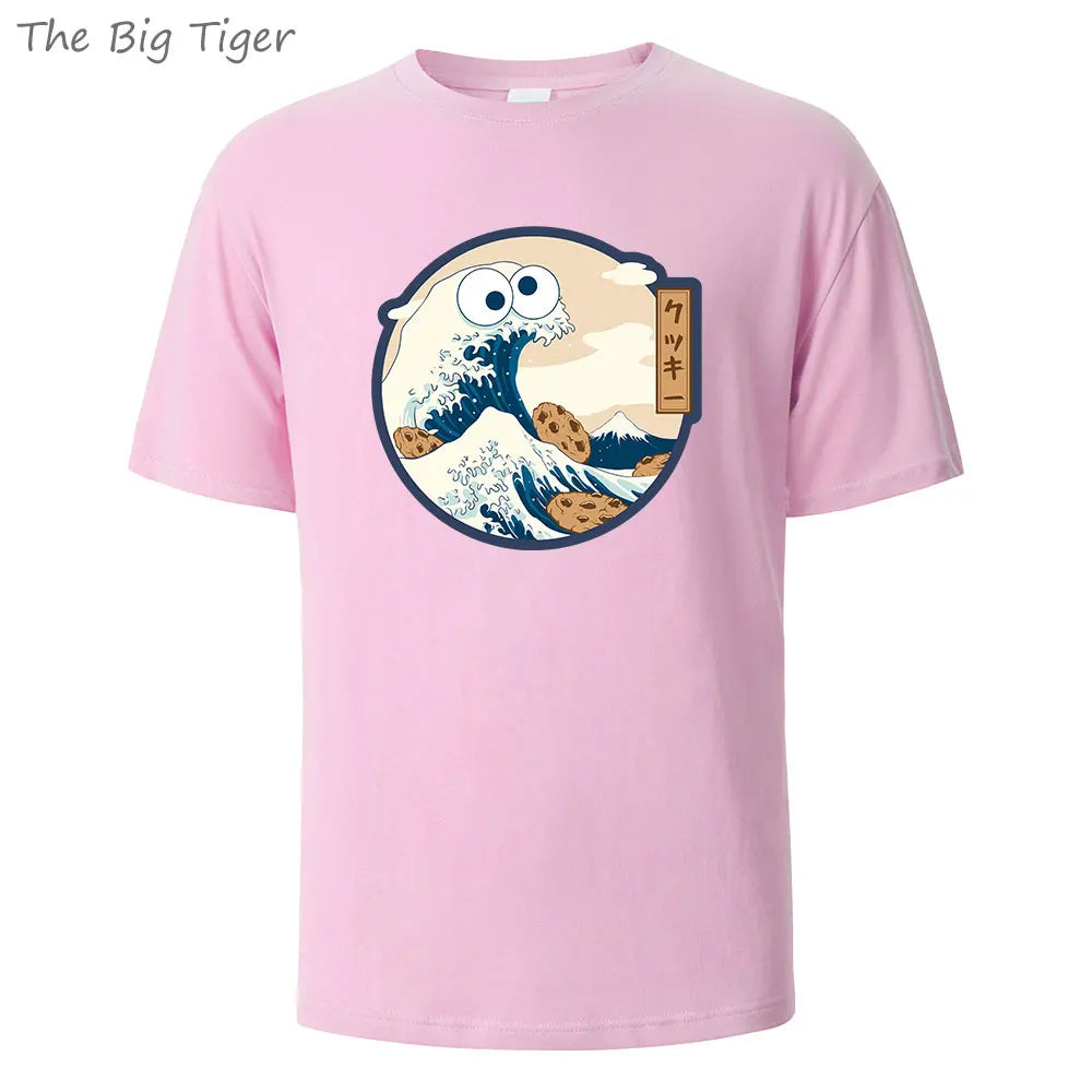 Unisex Color Painting Cotton Crew Neck T-Shirt