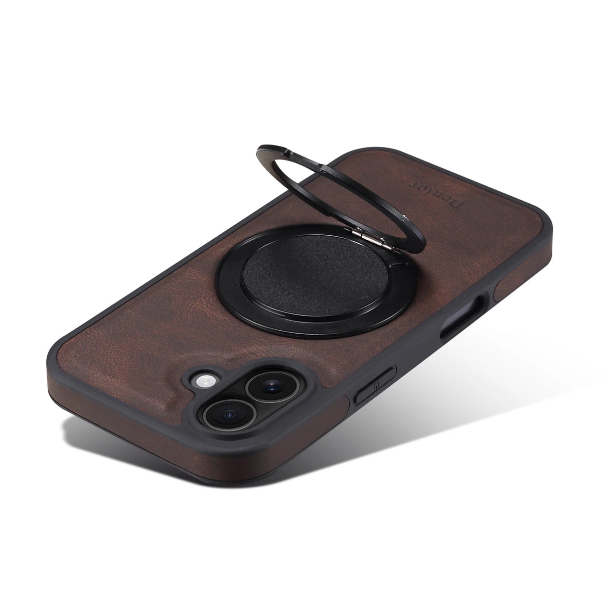 iPhone Faux Leather Case with 360° Ring Stand