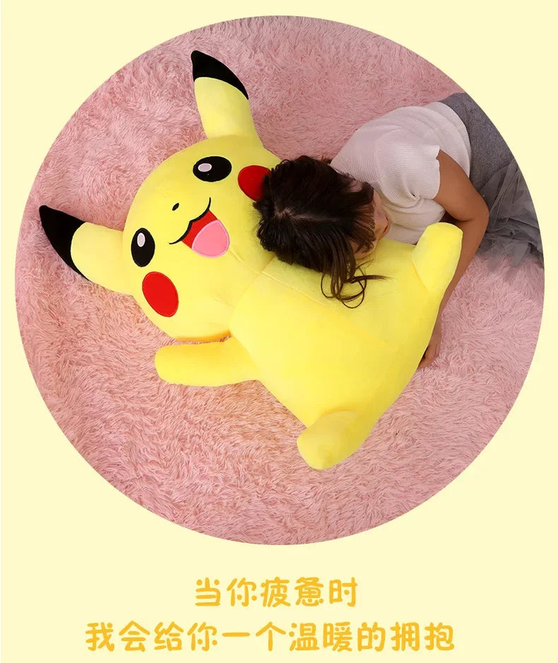 25/45/55/65CM Pokemon Pikachu Plush Doll Japanese Cartoon Animal Stuffed Toy Kawaii Pikachu Ornaments Sofa Cushion Plushies Gift