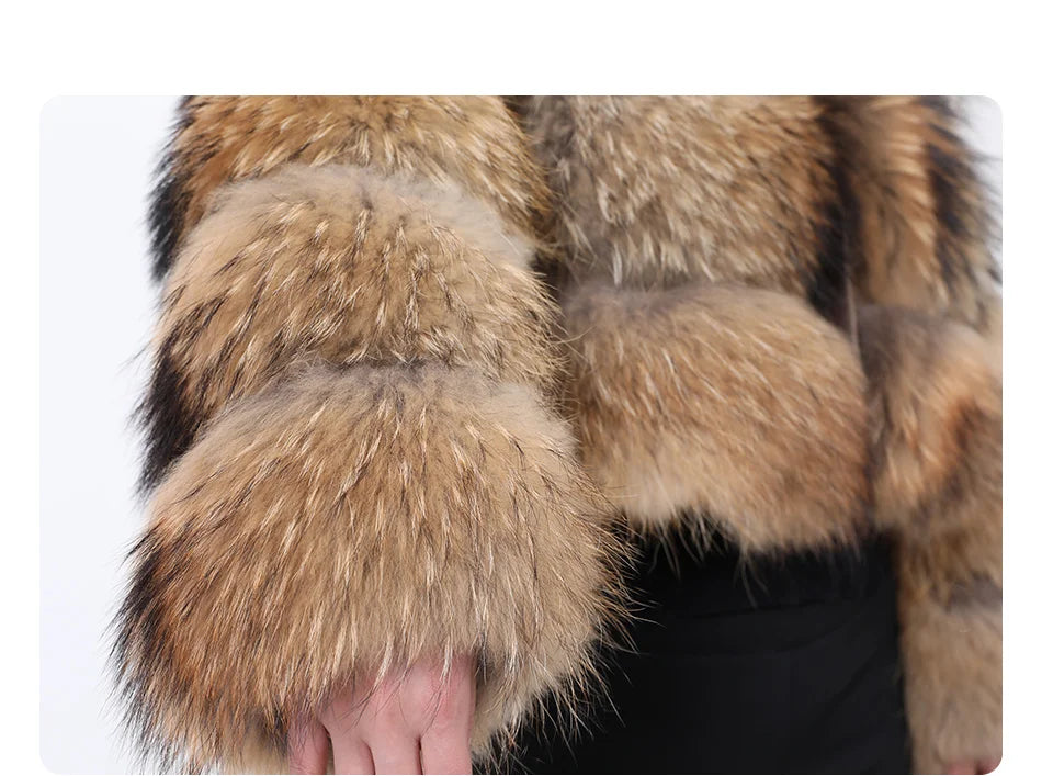Luxury Women’s Real Raccoon & Fox Fur Jacket | Premium Winter Outerwear
