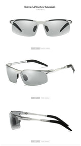 SZTZX Aluminium Rimless Outdoor Sport Photochromic Sunglasses Men Polarized  Anti-UV Driving Fishing Glasses Cycling Goggle