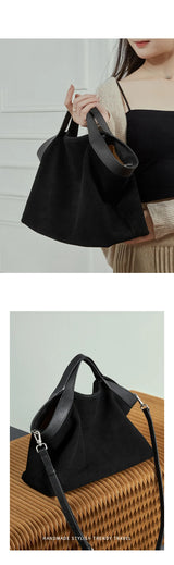 Women's Large Capacity Tote Bag 2025 New Vintage Suede Leather Spacious Crossbody Bag Commuting Versatile Trendy Premium Handbag