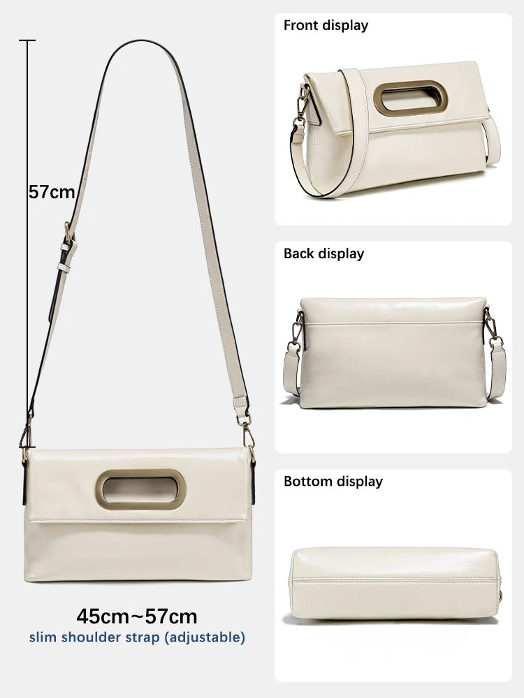 Zency Vintage Genuine Leather Handbag for Women Large Capacity Brown Crossbody Designer Shoulder Bag 2026 Summer Beige Sac Bolsa