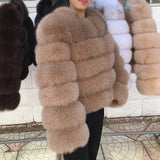 Genuine Fox Fur & Leather Winter Coat