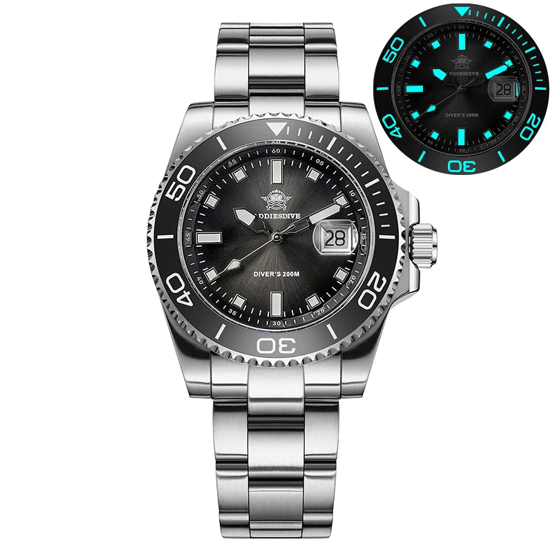 ADDIESDIVE Quartz Watch Men Ceramic Bezel 41mm Gradient Orange Dial AR Coated Glass Luminous Waterproof 200m Diving Watch New