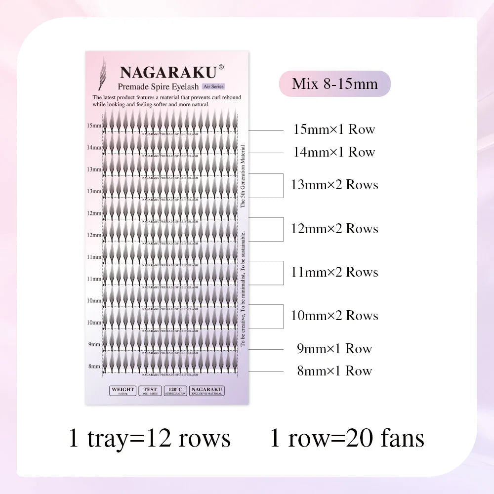 NAGARAKU Ship from America 10 cases Premade Spire Eyelash Plume Fluttering Eyelash Extensions Anime Effect Soft Comic