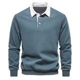 Men’s Cotton-Blend Polo Collar Sweatshirt