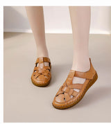 Newest gladiator summer sandals women's big size 43 woman real leather sandals ladies patchwork strap Non-slip flats