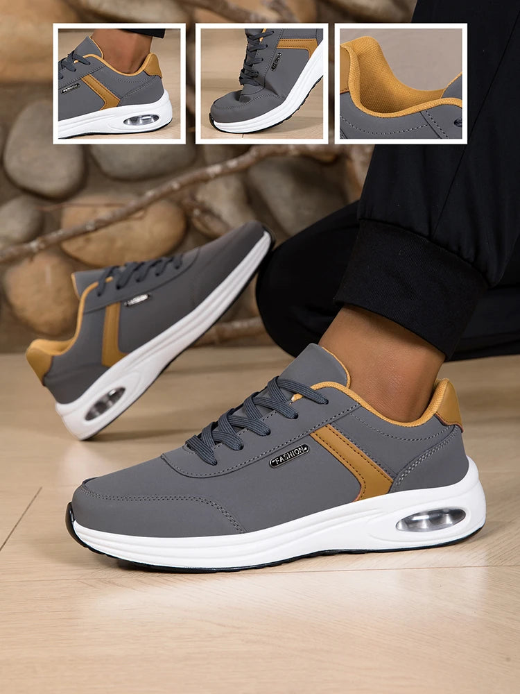 2026 New Walking Sports Shoes Leather Waterproof Casual Sports Shoes Non-slip Shock Absorption Running Shoes Men's Tennis Shoes