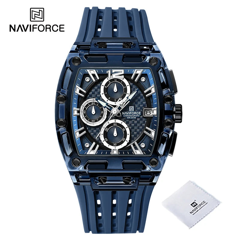 Men's Sport Chronograph – Waterproof Silicone Strap Tonneau Watch