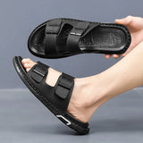 Shoes Men Sandals Slippers Sneaker Leather Men's Sneakers Summer Beach Shoes Sandals For Male Large Size Black Casual Sandals