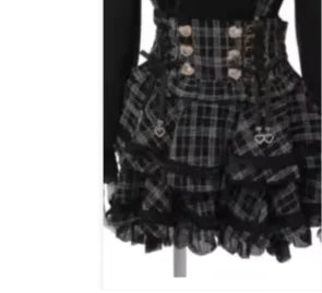 Lolita Plaid Strap Skirt – High Waist Mini for Women