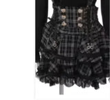 Lolita Plaid Strap Skirt – High Waist Mini for Women