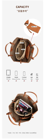 2025 leather shoulder bag versatile niche handbag, top layer cowhide commuting high-end feeling, large capacity tote bag for wom