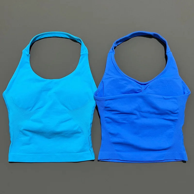 Impact Seamless Halter Longline Gym Top with Built-in Bra