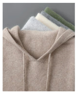 DjzDsm Autumn Winter Men's Sweater 100% Merino Wool Thick Hooded Pullover Soft Knitwear Casual Comfort Wool Clothing Tops