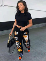Women's Hippie Cartoon Print Joggers