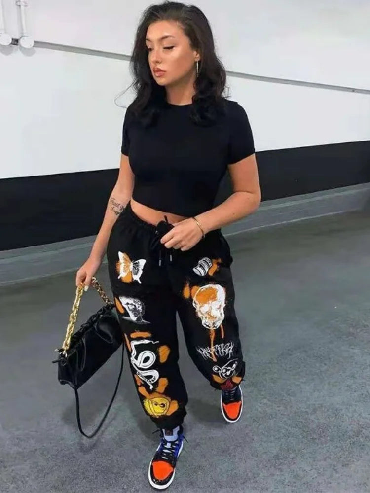 Women's Hippie Cartoon Print Joggers