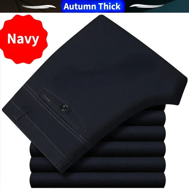 Men's Cotton Straight-Leg Casual Trousers