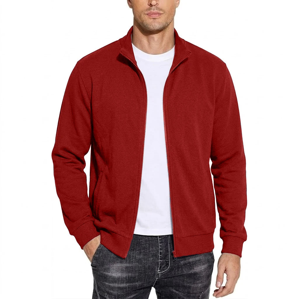 Men’s Stand-Collar Full-Zip Knit Jacket