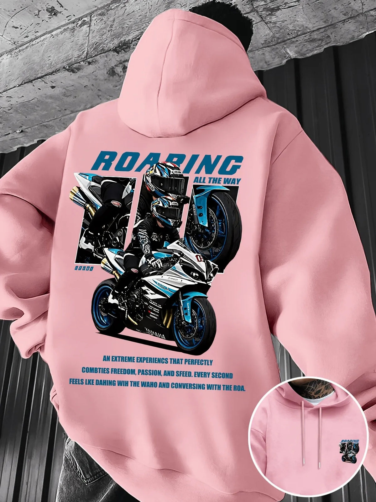 2026 Autumn/Winter New Style Street Casual Simple Fashion Comfortable 3D Motorcycle Pattern Printed Men's Hooded Sweatshirt