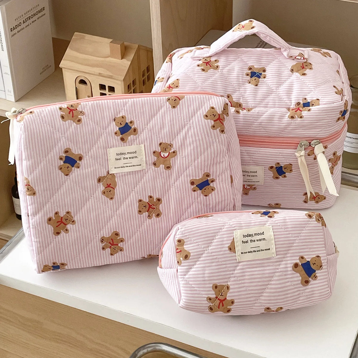 Quilted Bear Floral Cosmetic Bag for Women & Girls