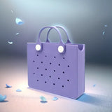Fashion Storage EVA Large Leather Shoulder Bag Beach Tote Travel Handbag Storage for Women Casual Waterproof Bag Hole Fit Charms