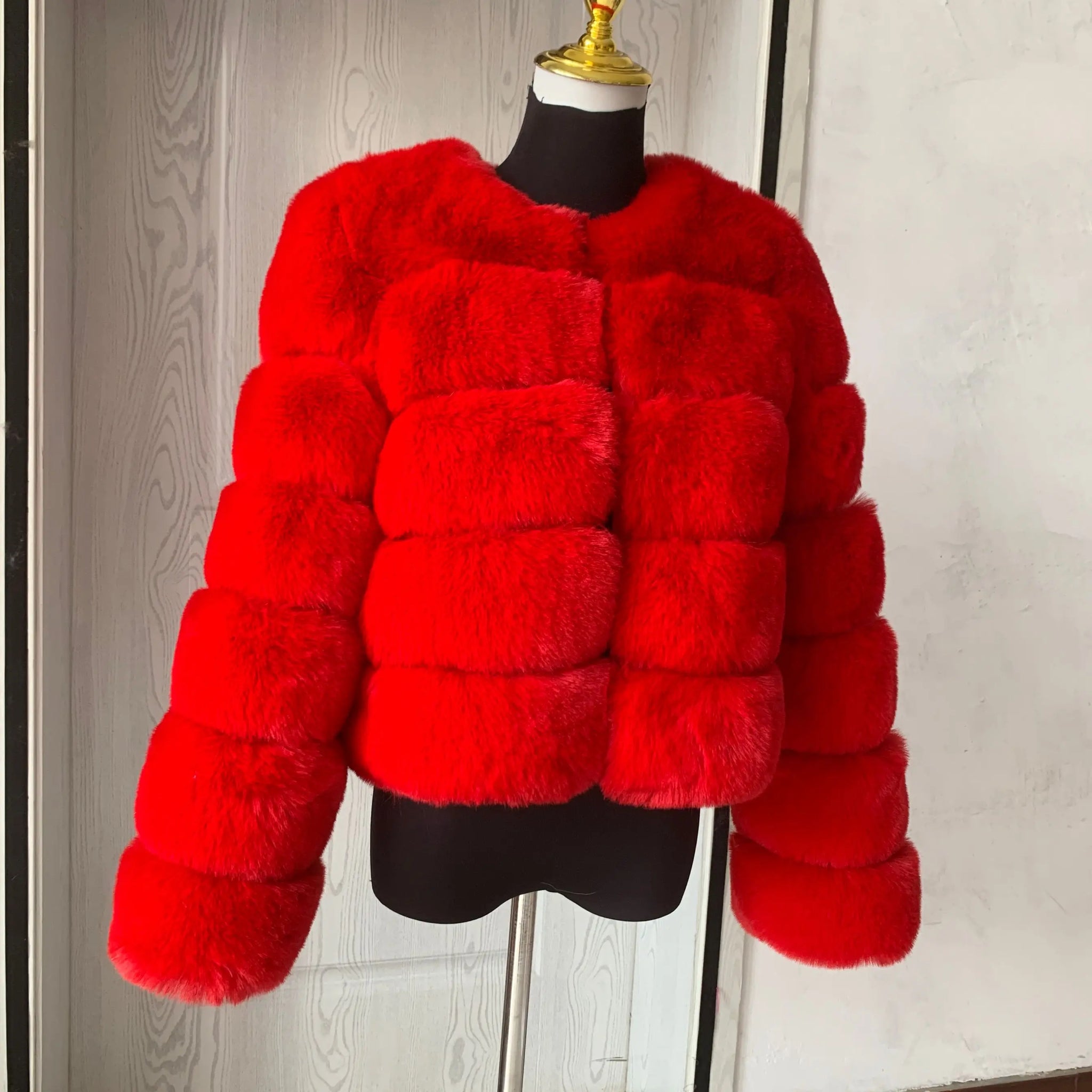 Elegant Winter Faux Fox Fur Crop Jacket