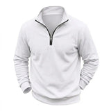Men's Zip Sweatshirt Pullover Stand Collar Warm Fleece Casual Sweater Plain Long Sleeve Jumper Outwear Tops for Men Streetwear