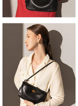 2026 Spring New Luxury Brand Women Shoulder Bags Split Leather Black Handbags Women Fashion Gold Buckle Underarm Bags