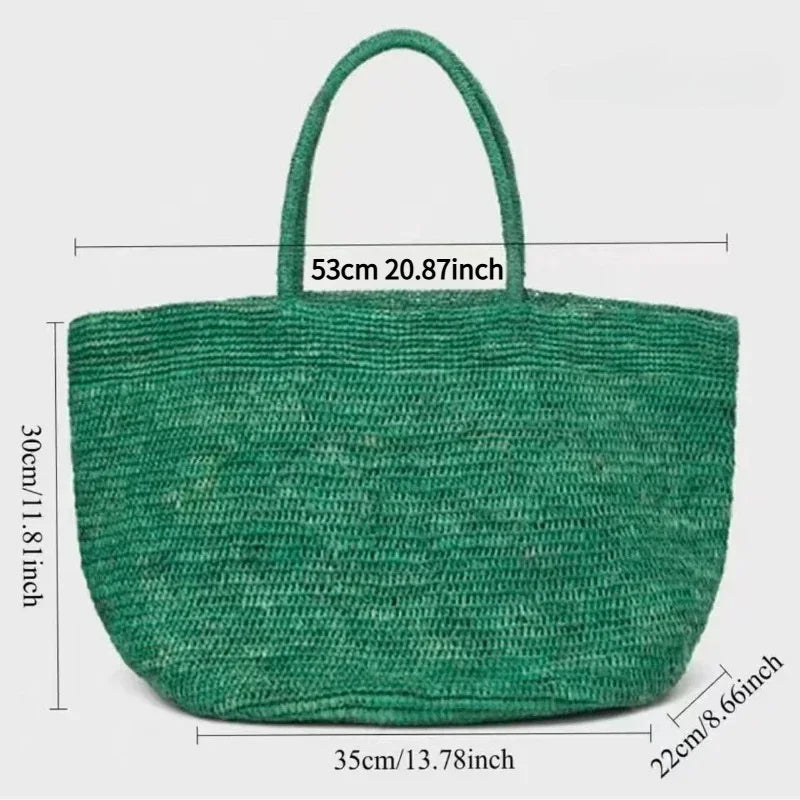 Fashionable Natural Rafia Grass Hand-woven Bag, Large Capacity, Lightweight, Versatile, Suitable for Daily Use, Women's Handbag