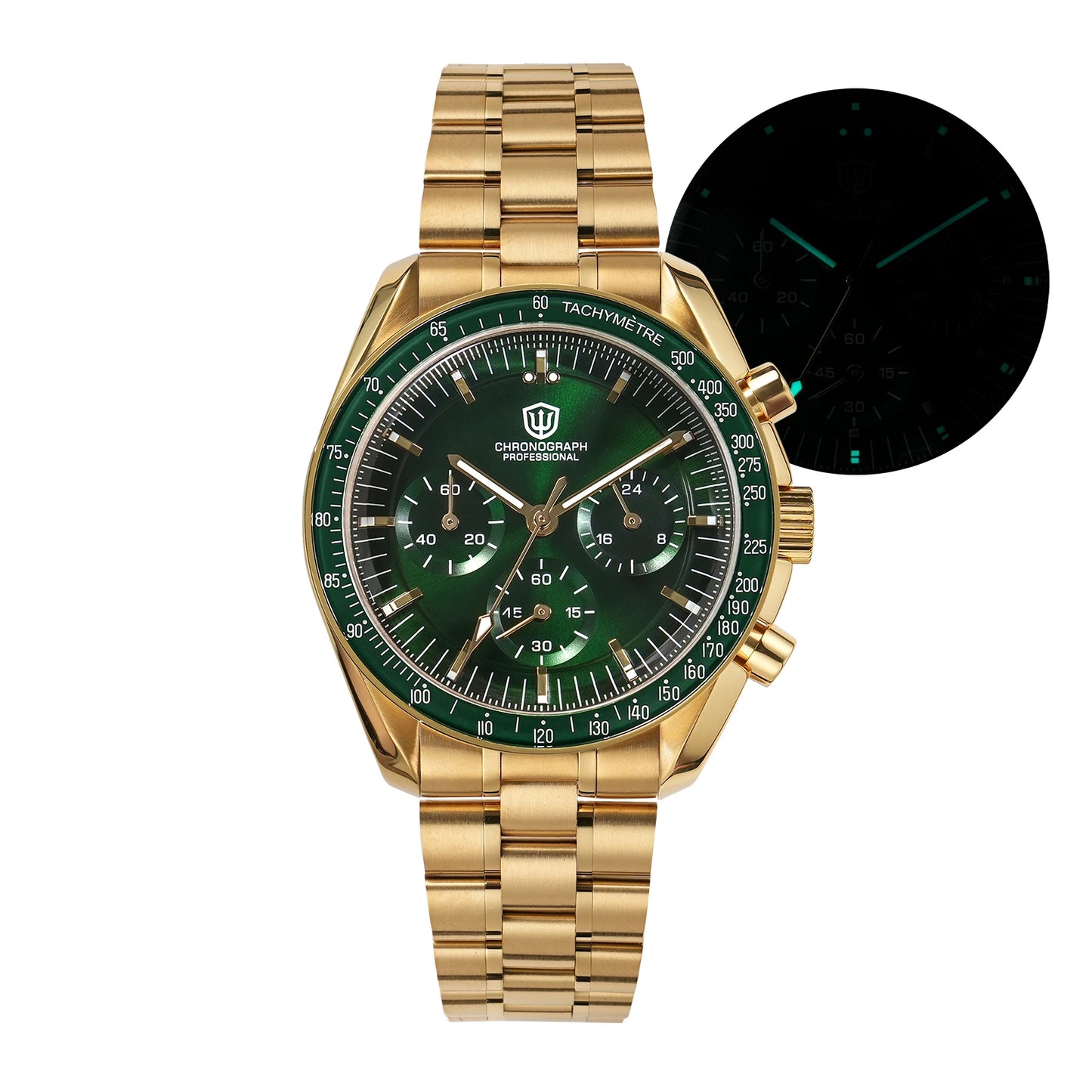 Watchdives WD1863 Quartz Watch VK63 Chronograph Movement Bubble Sapphire Crystal 10Bar Waterproof Luminous 39mm Vintage Watches