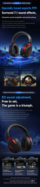 MCHOSE V9 Pro Gaming Headphones 2.4G BT5.3 Wireless BT5.3 Headset 7.1 FPS Surround Sound Earphones With Noise Reduction Mic