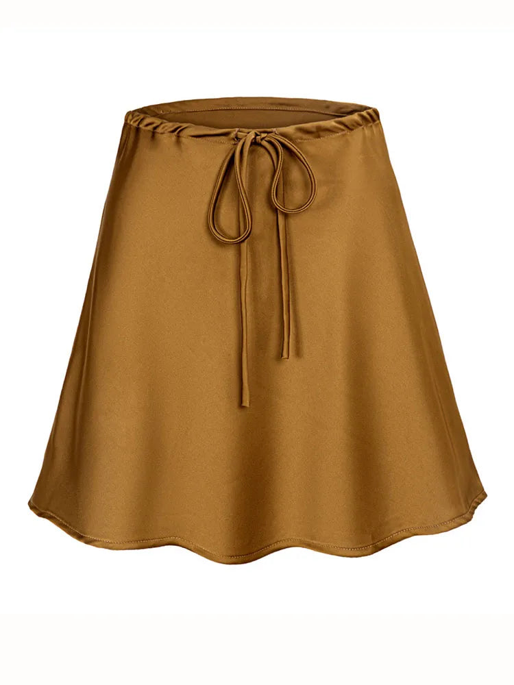 Satin Mini Skirt – Women's Elegant A-Line