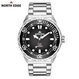 2025 New  NORTH EDGE TRITON Solar Powered Dive Watch Men Luxury Quartz Watches For Men 316L Stainless Steel Case Waterproof 300M