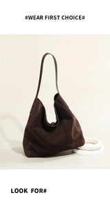 Frosted Suede Tote Bag – Large Capacity Shoulder Bag