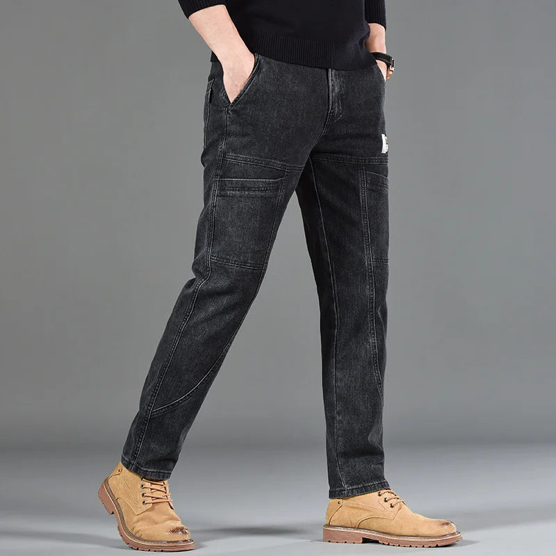Men’s Fashion Print Straight-Cut Jeans