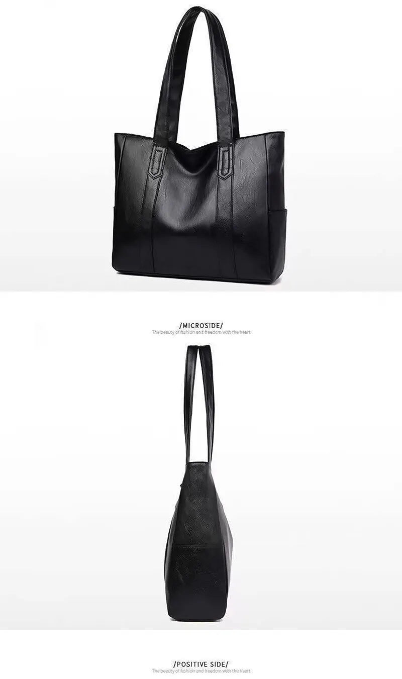 Vintage Vegan Leather Large Capacity Tote