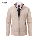 Men’s Fleece-Lined Stand Collar Cardigan