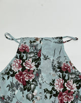 Elegant Floral Print High Slit Halter Dress