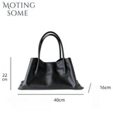Motingsome Luxury Niche First-layer Cowhide Tote Bag Woman Large Capacity Shoulder Underarm Bag Casual Tote Big Handbag 2025 New