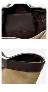 2025 Fall Winter New Suede Leather Tote Bag Unique Vintage Large Capacity Shoulder Crossbody Handheld Bag Durable Women Handbag