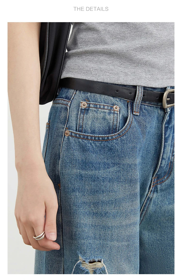 CHIC VEN Women Jeans Fashion Casual Loose High Waisted Wide Leg Denim Pants Streetwear Female Trousers Spring Autumn New 2026