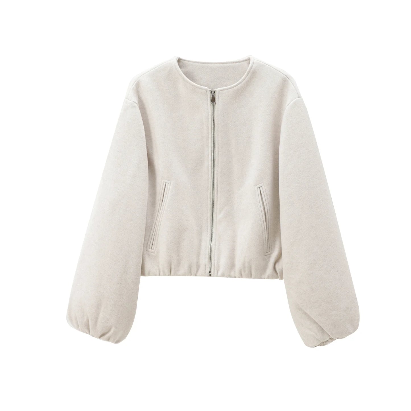 HXAO Cropped Bomber Jacket – Women's Soft Zip-Up Coat