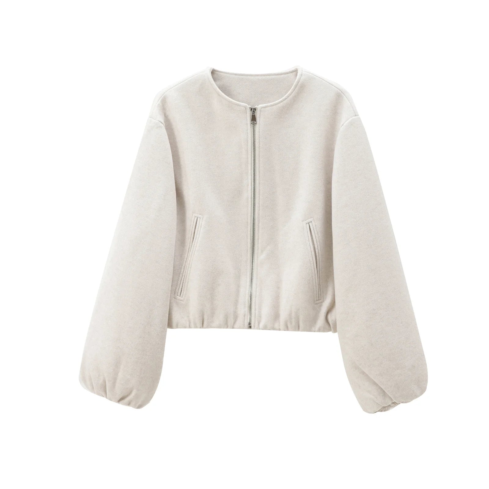 HXAO Cropped Bomber Jacket – Women's Soft Zip-Up Coat