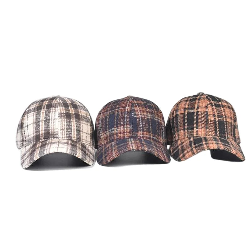Unisex Checkered Baseball Cap with Adjustable Strap