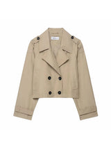 Classic Lapel Double-Breasted Short Trench