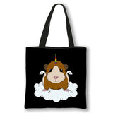 Kawaii Pet Guinea Pig Hamster Print Shoulder Bag Women Casual Handbags Large Capacity Totes Bag Eco Reusable Shopping Bags Gift