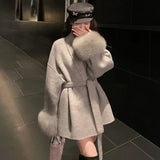 Fox Fur Trim Wool Overcoat