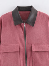 SLTNX Spring Pink Casual Jacket Women's Loose Fit Streetwear Front Zipper Pockets Lounge Wear Daily Outerwear